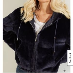 Hooded Faux-Fur Teddy Zip-Front Jacket